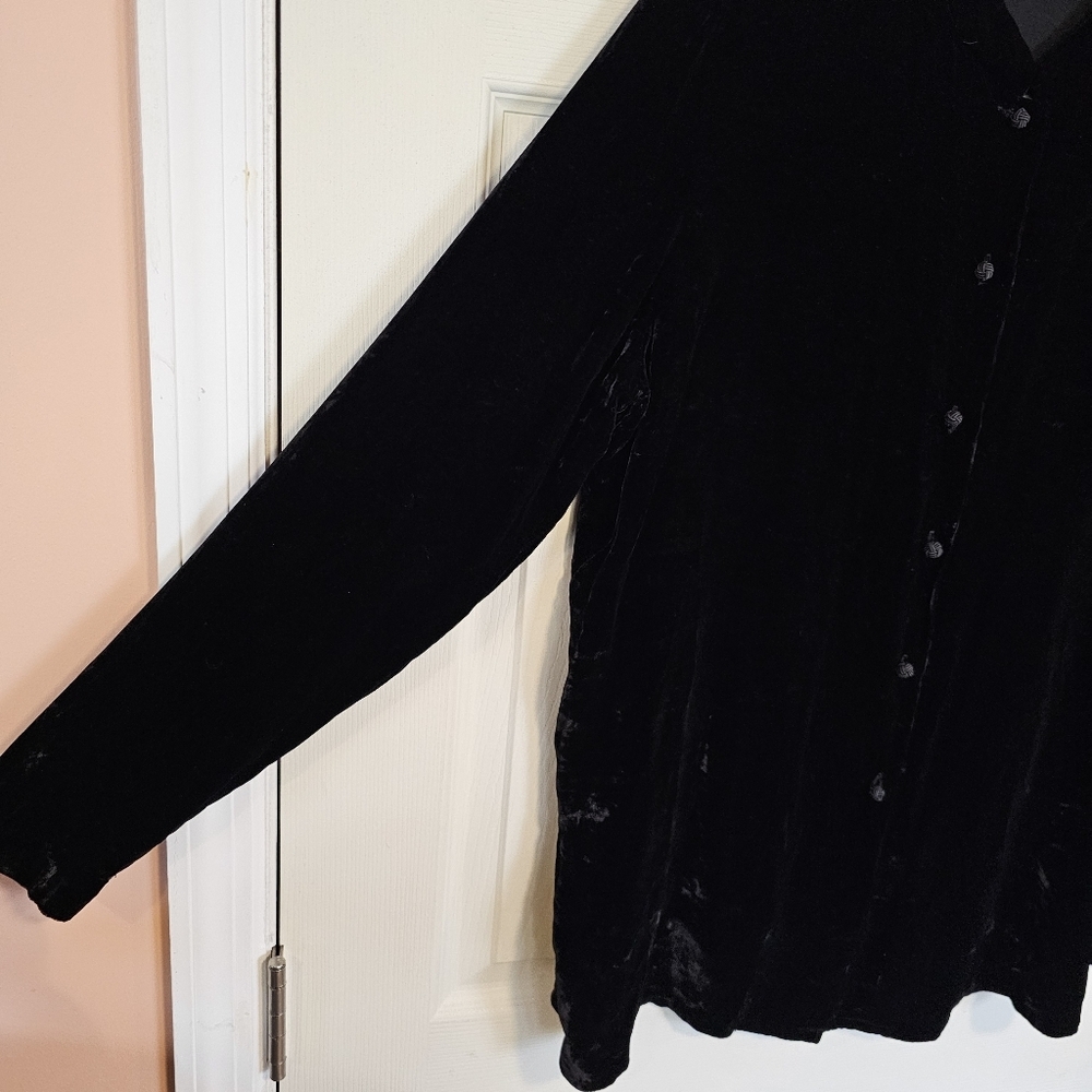 Vintage Gap Velevt Silk Blend Button Down Long Sleeve Long Tunic Top - Picture 6 of 7